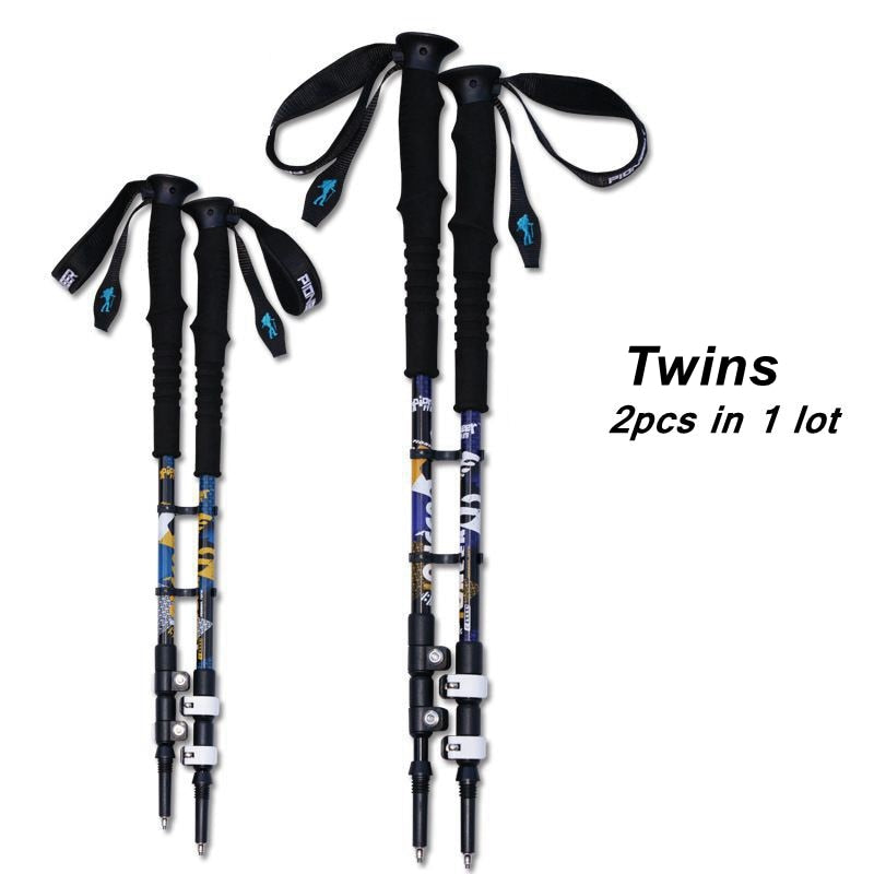 Nordic Ultralight Adjustable Hiking Poles x 2 With 3 Tips - 2 Variants