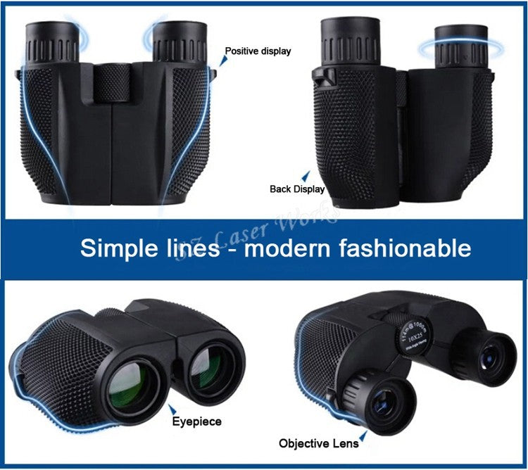 10x25 HD Waterproof Rubber Grip Binoculars With Bag