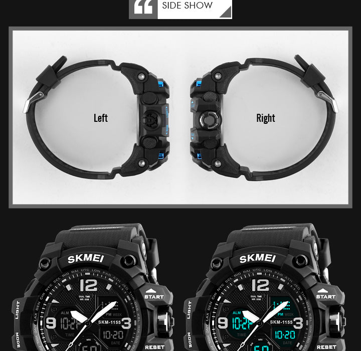 Sports Watch Men's LED Dual Display Digital Analogue Water Resistant 5Bar - 4 Variants