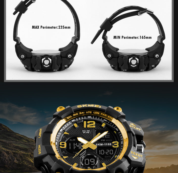 Sports Watch Men's LED Dual Display Digital Analogue Water Resistant 5Bar - 4 Variants