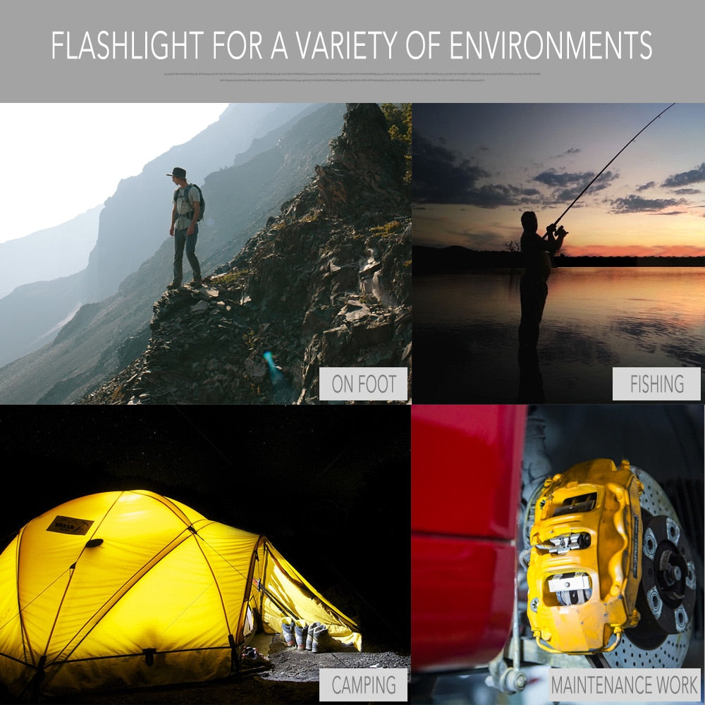 Flashlight LED Handsfree Waterproof 4 Modes 600LM 100-200M