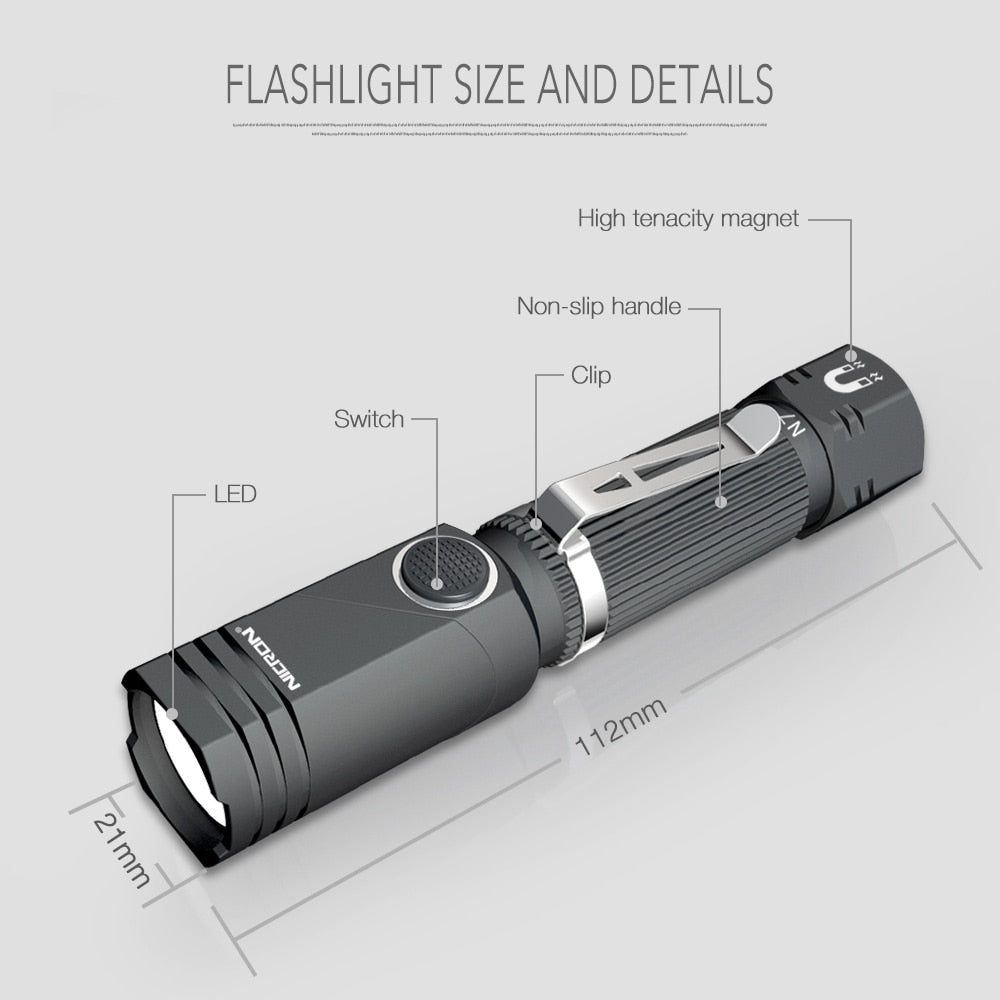 Flashlight LED Handsfree Waterproof 4 Modes 600LM 100-200M