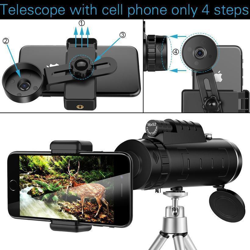 Monocular 40x60 Zoom 1500M/9500M Compass For Smartphone  - 6 Pieces