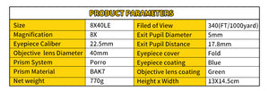 8x40 Wide Angle Large Eyepiece Binoculars