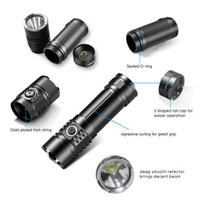 Flashlight LED Waterproof 6 Modes Reflector 2500LM 100-200M - 6 Variants